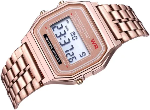 Vista 7 de Reloj digital, reloj deportivo LED F91W - Reloj electrónico ajustable con correa de acero para negocios