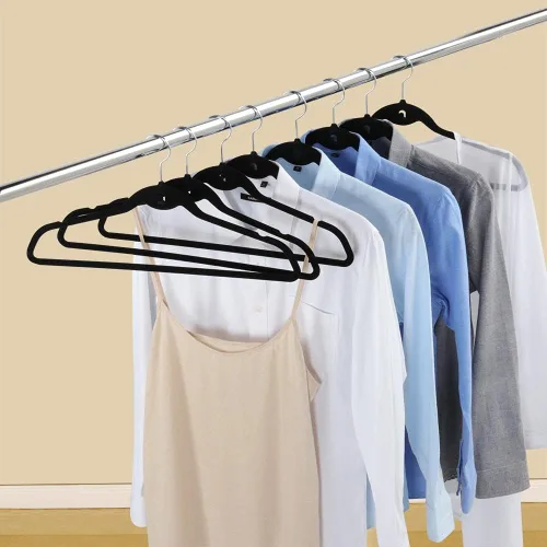 Vista 4 de Yaheetech Perchas de terciopelo antideslizantes en cascada – Resistentes – Perchas para trajes, ahorro de espacio, gancho giratorio de 360°