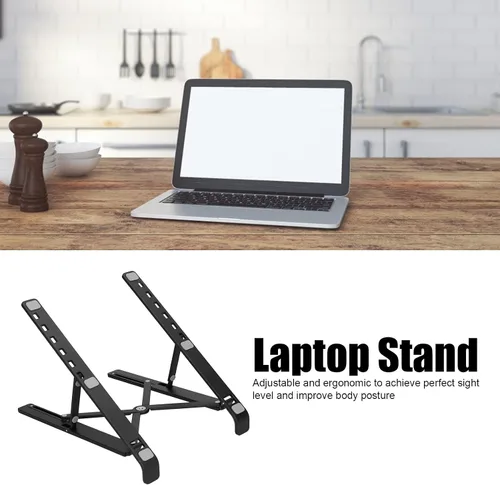 Vista 3 de PerGar Soporte para laptop, soporte de aluminio para laptop, soporte para computadora portátil para escritorio, soporte ajustable de aluminio