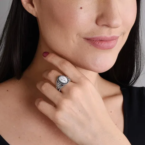 Vista 2 de American West - Anillo de plata de ley para mujer y hombre, elección de piedras preciosas de inspiración nativa, tallas 5 a 13, Metal