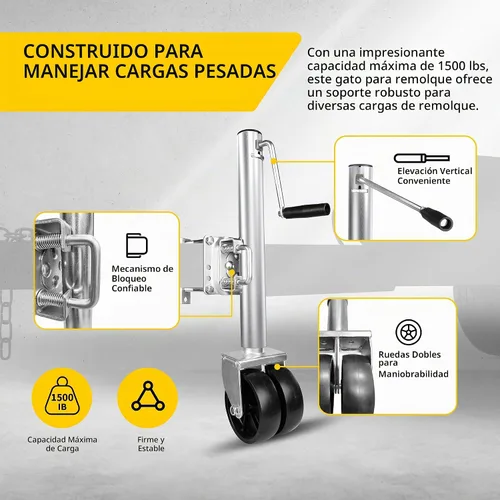 Vista 4 de MaxxHaul 70149 Gato hidráulico para remolques con elevador suspenso de 11-1/2" con ruedas dobles, 1500 lb Capacidad