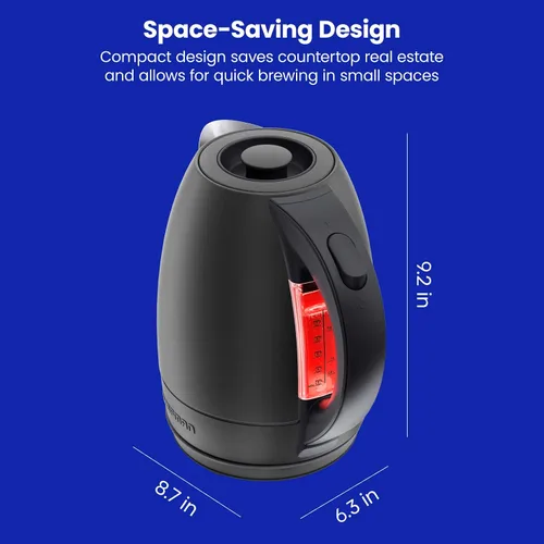 Vista 7 de Chefman Hervidor eléctrico, hervidor eléctrico de acero inoxidable de 1.8 litros con apagado automático, luces LED, protección para hervir y secar