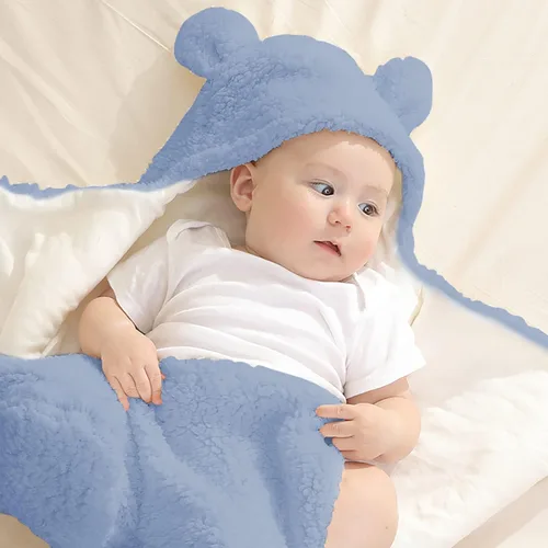 Vista 6 de Nunibum Manta Envolvente para Bebé Niños Niñas Lindo Oso de Felpa Manta Receptora Esencial Ultra-Suave Lista de Regalos para Recién Nacidos Azul