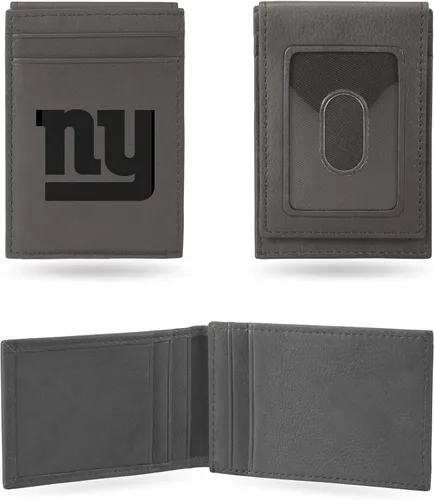 Vista 10 de Rico Industries - Cartera de bolsillo frontal con grabado láser NFL de fútbol, gris, compacta/cómoda/delgada