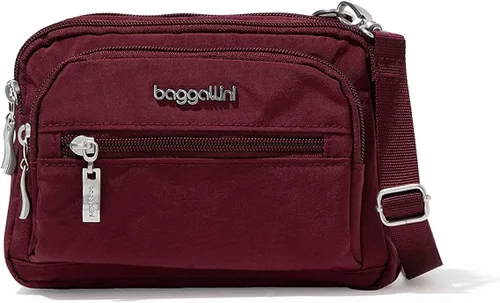 Vista 16 de Baggallini Bolso cruzado pequeño con triple cremallera para mujer, ligero, convertible, riñonera Estampado De Flor De Mediano