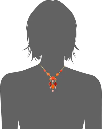 Vista 2 de Ben-Amun joyas 24K Gold-Plated drop-pendant Collar de piedra de vidrio multicolor, 14.5" + 2" Extender