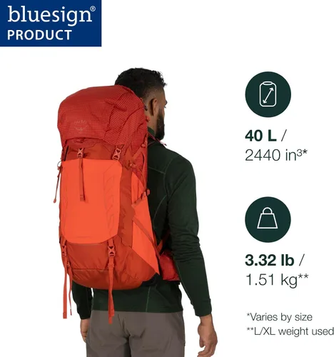 Vista 2 de Osprey Talon Pro 40L - Mochila de senderismo para hombre con cinturón de cadera, color naranja Mars, talla S/M naranja (Mars Orange)
