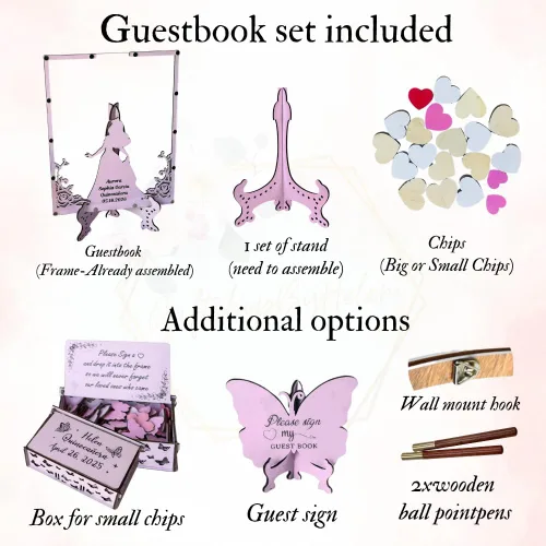 Vista 8 de Alternativa personalizada para libro de invitados de quinceañera, marco de madera rosa rubor, recuerdo de inscripción, princesa dulce 15 Mis