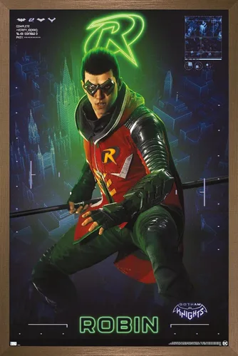 Vista 14 de Trends International DC Comics Gotham Knights - Póster de pared de Robin, 14.725 x 22.375 pulgadas, versión enmarcada de madera de granero