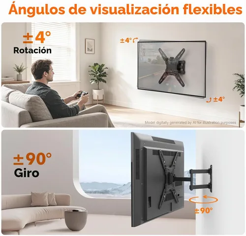 Vista 2 de GRIFEMA Soporte de pared para TV de movimiento completo para televisores