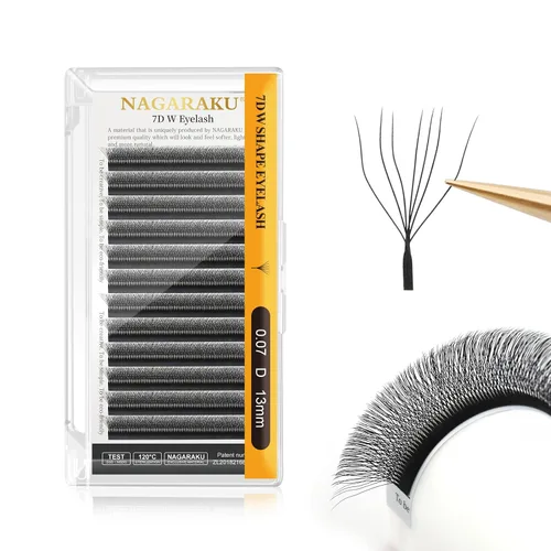 Vista 318 de NAGARAKU Extensiones de pestañas prefabricadas en abanico 3D W 0.05 C 0.315 0.05-C 3D W