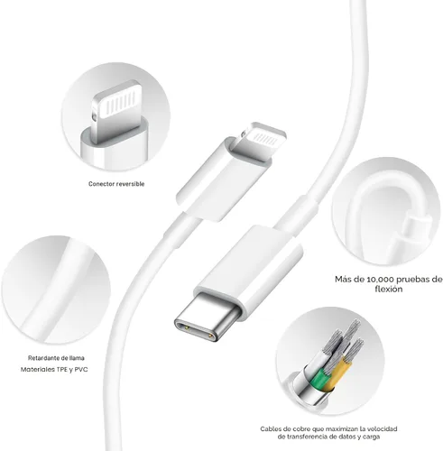 Vista 2 de Cargador para iPad iPhone Cargador rápido de 12 W, cargador de pared USB, enchufe de viaje portátil plegable con cables de carga USB, compatible