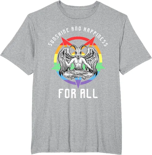 Vista 35 de Funny Sunshine and Happiness for All LGBT Gay Pride Baphomet Camiseta Negro