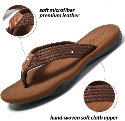 Vista 4 de MGGMOKAY Sandalias cómodas para hombre, sandalias con soporte de arco, sandalias casuales con correa en T para hombre, zapatos de playa de verano