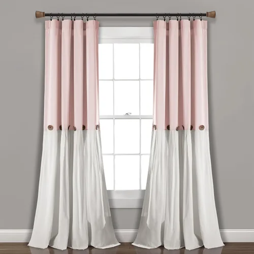 Vista 31 de Lush Decor - Cortinas de lino con botones de estilo granja, panel individual, diseño plisado de dos tonos de 40 pulgadas de ancho x 108 pulgadas