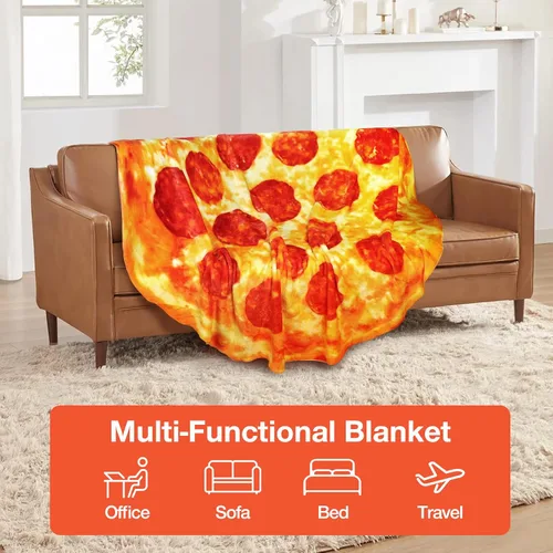Vista 3 de Hommtina Manta de pizza de doble cara, manta gigante de tortilla, regalos divertidos para adultos, adolescentes y niños (60 pulgadas)