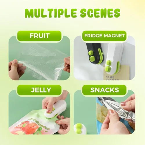 Vista 2 de Mini sellador de bolsas, sellador térmico 2 en 1 y cortador, máquina reselladora portátil de mano para bolsas de plástico, aperitivos, 2 Mezcla