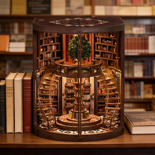 Vista 7 de Kit de rincón de libros para adultos, libro de bricolaje en miniatura, decoración de biblioteca, rompecabezas 3D de fantasía
