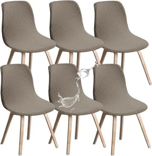 Vista 9 de Juego de 2 fundas de jacquard para silla, elásticas, impermeables, escandinavas, para sillas de comedor, lavables, modernas, fundas de asiento