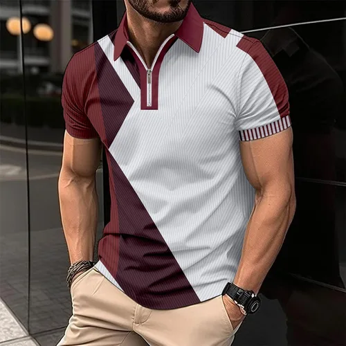 Vista 4 de Camisas de manga corta para hombre, casual, impresión digital 3D, camisa de manga corta, blusa de golf para hombre, polo para hombre