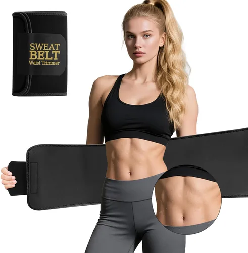 Vista 8 de kissleaf Entrenador de cintura para mujer, cinturón de sudor para mujer Negro naranja