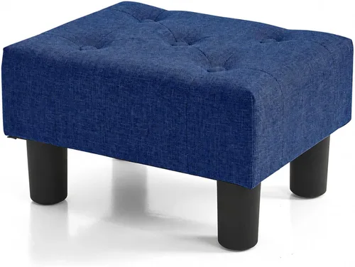 Vista 13 de BRIAN & DANY Taburete pequeño para pies, taburetes de lino con patas, reposapiés pequeño estable para sala de estar, beige