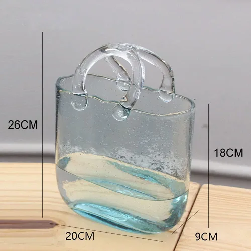 Vista 2 de Candora Jarrones de vidrio para decoración, bolso creativo de burbujas, florero de escritorio, cesta de cristal, mini tanque de peces de cristal