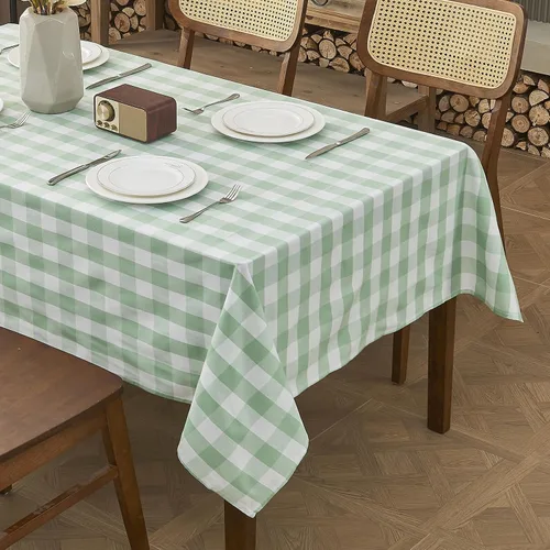 Vista 49 de Mantel rectangular de 55 x 71 pulgadas, lino sintético, sin arrugas e impermeable, mantel rectangular verde aguacate para cocina, comedor, fiesta
