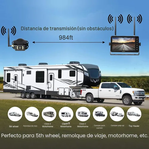 Vista 6 de Haloview BT7 Cámara de respaldo RV inalámbrica FHD 1080P DVR cámara de visión nocturna a todo color y adaptador de sistema de monitor de 7 pulgadas