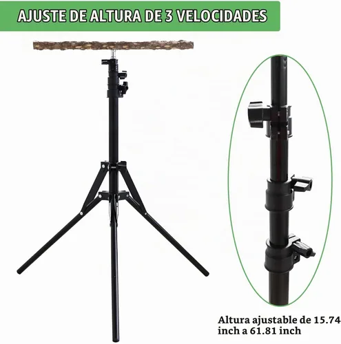 Vista 3 de Soporte ajustable de perca para pájaros de 16 a 63 pulgadas, juguete de perca de madera de pimienta natural, accesorios para interiores y exteriores