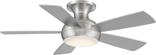 Vista 2 de WAC Lighting F-034L-BN Odyssey - Ventilador de techo Hugger de 44 pulgadas con luces LED y control remoto, níquel cepillado