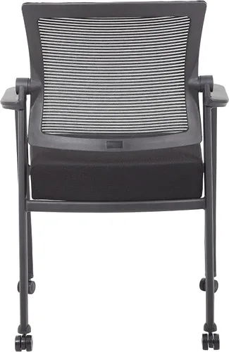 Vista 9 de Boss Office Products Silla de invitados de malla de 4 patas con ruedas en negro