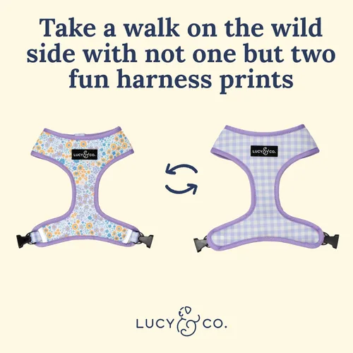 Vista 3 de Lucy & Co. Lindo arnés reversible para perros con cuello halter para caminar, el mejor diseño de arneses para mascotas XS a XL, chaleco acolchado