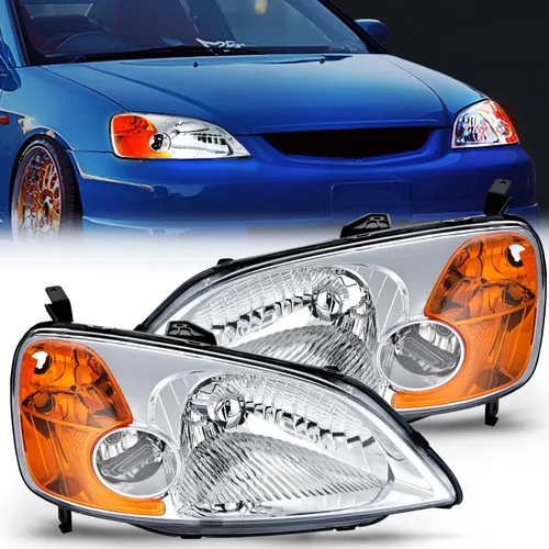 Vista 18 de Nilight - Conjunto de faros delanteros compatibles con Honda Civic 1996 1997 1998. Reemplazo de faros delanteros, carcasa negra, reflector ámbar