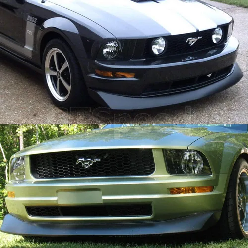 Vista 4 de Compatible con/repuesto para borde de parachoques delantero, estilo B2 PU alerón de labio delantero negro, se adapta solo a Ford Mustang Base V6