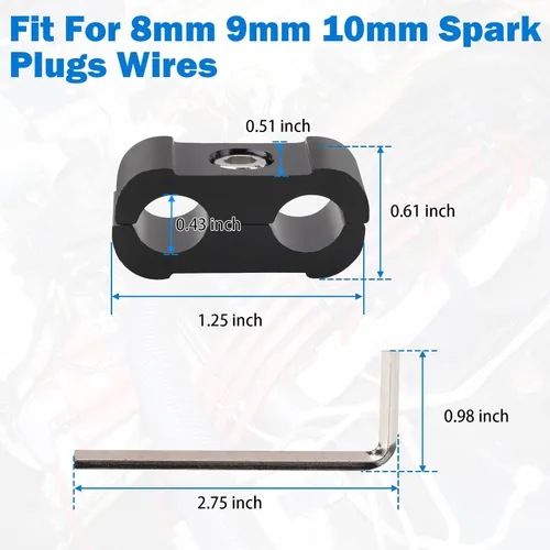 Vista 7 de 12 piezas de separador divisor de cable de bujía de motor de automóvil para cables de bujía de 8 mm, 9 mm, 10 mm Sujetadores de cable de encendido