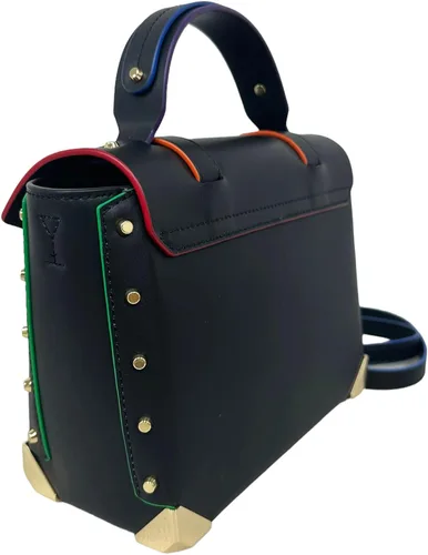 Vista 5 de Michael Kors Manhattan - Bolso de mano de cuero con ribete de contraste negro mediano, Negro