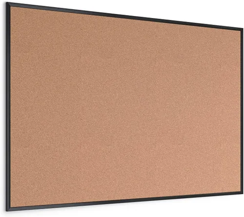 Vista 6 de U Brands Tablón de anuncios de corcho con marco de aluminio negro, 70 x 47, superficie natural