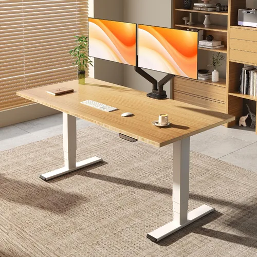 Vista 28 de FLEXISPOT E6 MAX Woodix - Escritorio de pie de madera maciza de acacia de 48 x 24 pulgadas, doble motor, resistente, capacidad de 330 libras
