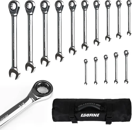 Vista 8 de Egofine Llave combinada de trinquete de 1 pulgada SAE, llave de engranajes de grado industrial con diseño de 12 puntos, trinquete de 72 dientes