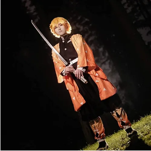 Vista 6 de Moalioi Tanjiro Cosplay Disfraz Giyuu Cosplay Kimono Halloween Zenitsu Cosplay Mujeres Hombres Niños para Conjunto