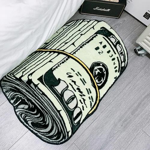 Vista 4 de Alfombra de Dinero, Alfombra de Billete de 100 Dólares, 20x32 pulgadas Alfombra Creativa Divertida de Dinero, Divertido Tapete de Baño, Adecuado