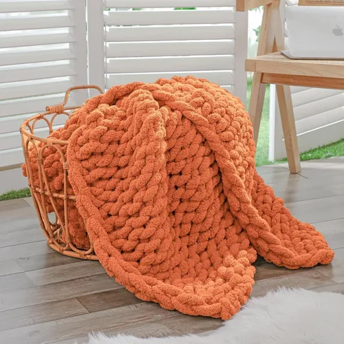 Vista 50 de Bigacogo - Cobija de punto grueso de 40 x 40 pulgadas, de felpilla, 100% tejida a mano, cobija pequeña de punto trenzado suave y grueso, con nudo