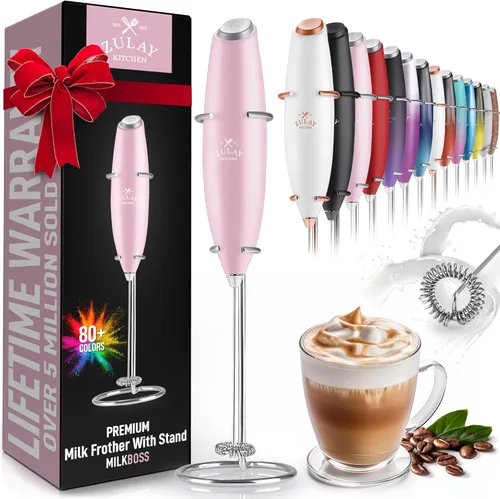 Vista 314 de Zulay Milk Boss Espumador de leche potente manual, hace espuma para latte, batidor para mezclar bebidas, café, miniespumador para capuchino, frappé