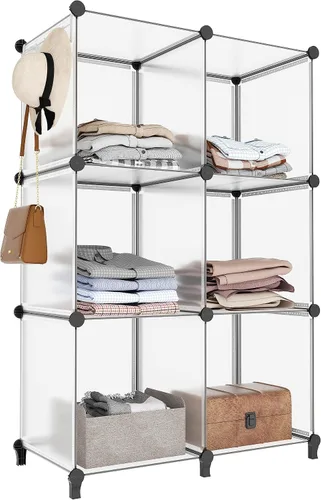 Vista 10 de HOMIDEC - Organizador de almacenamiento de 6 cubos, biblioteca con estantería y martillo de metal, organizador de cubos para niños, armario, Negro