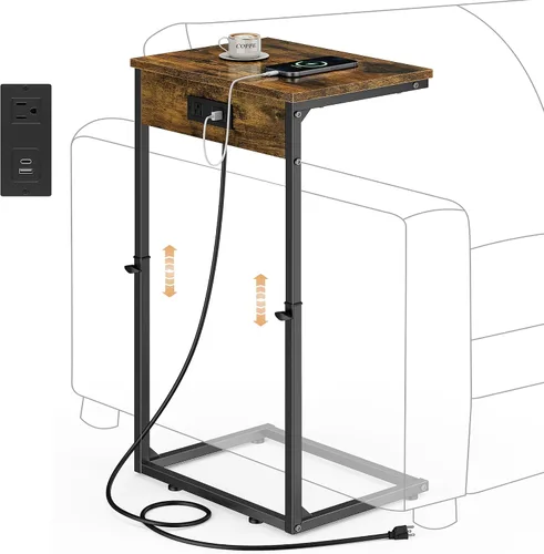 Vista 17 de Vagusicc C Shaped End Table for Couch, 33.2'' Tall C Table Adjustable Height Side Table, Small Side Table for Small Spaces, Couch Tables that Slide