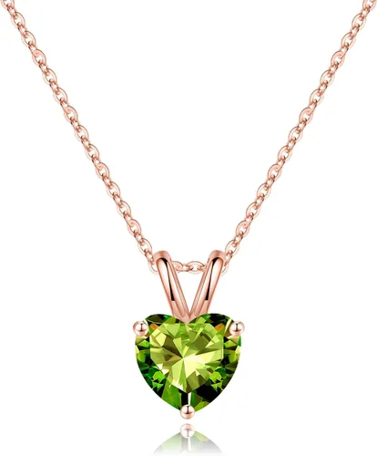 Vista 25 de SMILEST Dainty Heart Birthstone Necklace for Women, 925 Sterling Silver 01-enero-granate rojo