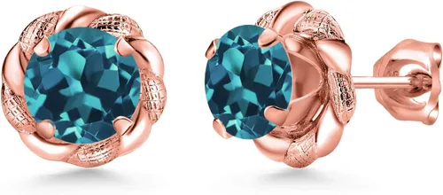 Vista 398 de Gem Stone King Aretes de plata de ley 925 de 0.236 in con piedra natal redonda para mujer