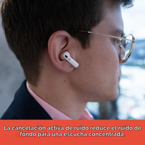 Vista 3 de RadioShack - Auriculares inalámbricos Bluetooth 5.2 ANC IPX5 con batería de 6 horas, color blanco