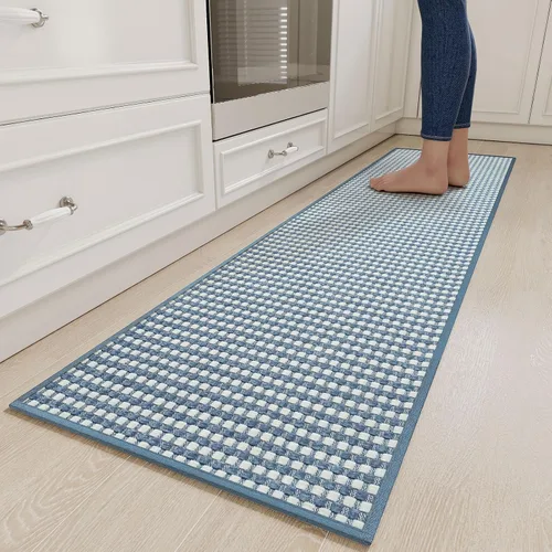 Vista 37 de YDKGL Alfombras de cocina antideslizantes y lavables, color negro, 17 x 30